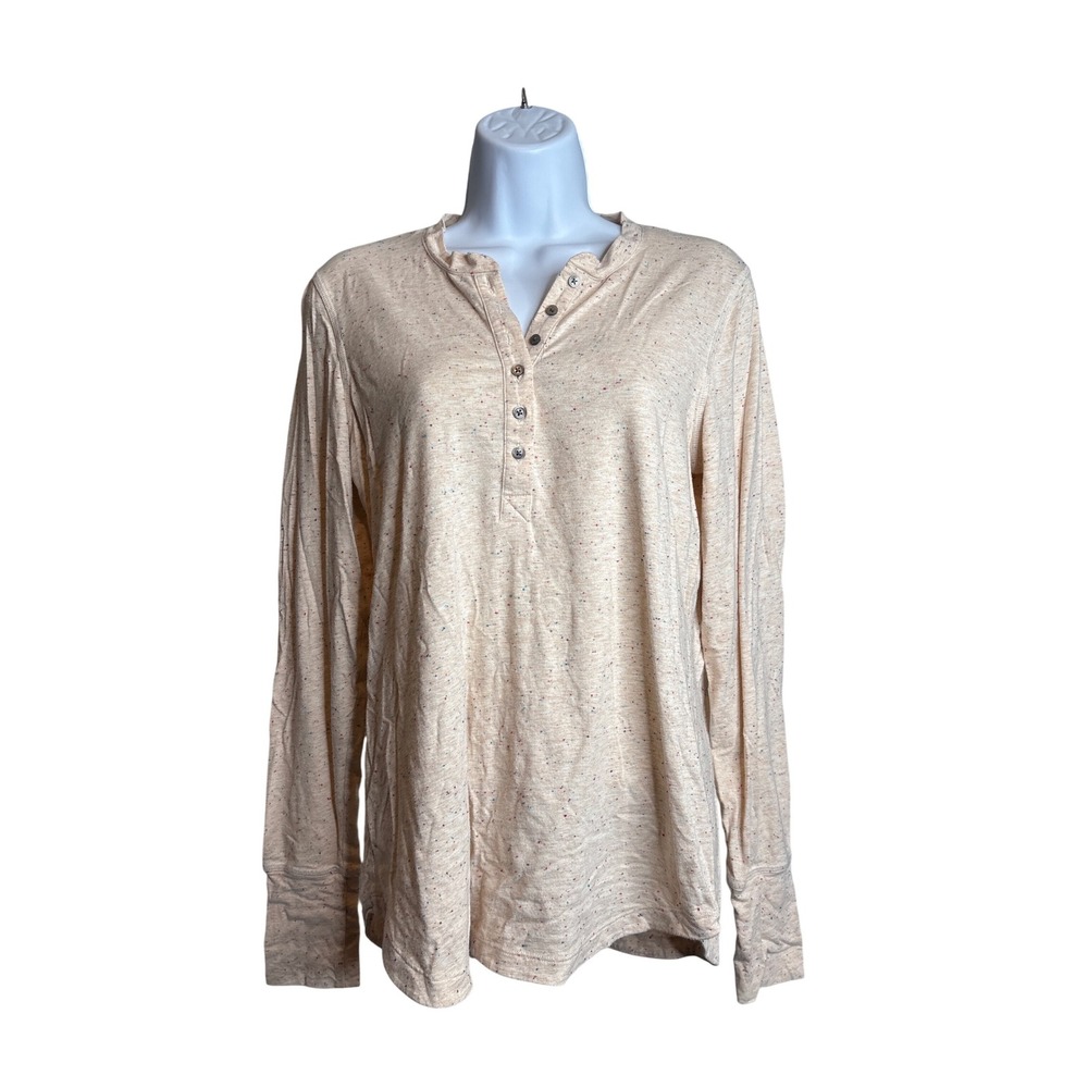 Third Love Womens Henley Top Sz M Long Sleeve Casual Confetti Layers‎ Stretchy